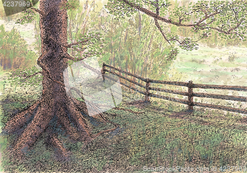 Image of Tree and fence