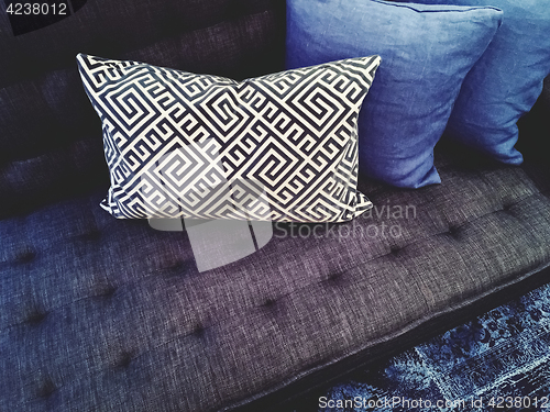 Image of Luxurious sofa with cushions