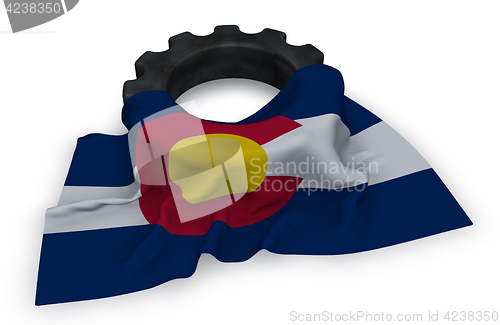 Image of gear wheel and flag of colorado - 3d rendering