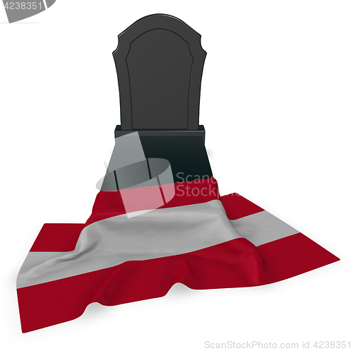 Image of gravestone and flag of austria - 3d rendering