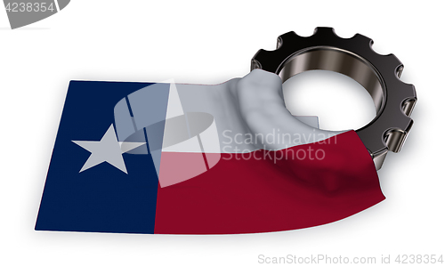 Image of gear wheel and flag of texas - 3d rendering