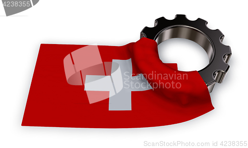 Image of gear wheel and flag of switzerland - 3d rendering