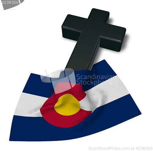 Image of christian cross and flag of colorado - 3d rendering