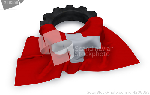 Image of gear wheel and flag of switzerland - 3d rendering