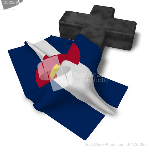 Image of christian cross and flag of colorado - 3d rendering