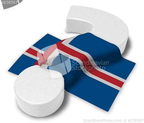 Image of question mark and flag of iceland - 3d illustration