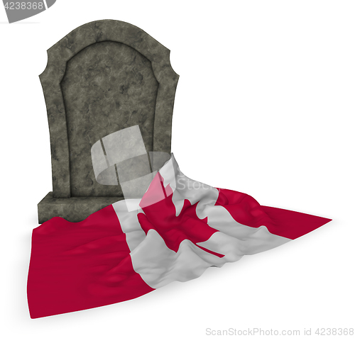 Image of gravestone and flag of canada - 3d rendering