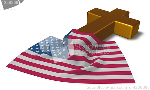 Image of christian cross and flag of the usa - 3d rendering