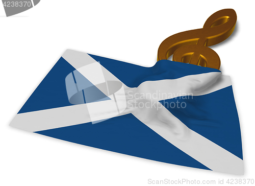 Image of clef symbol and scottish flag - 3d rendering