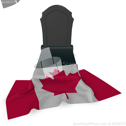 Image of gravestone and flag of canada - 3d rendering