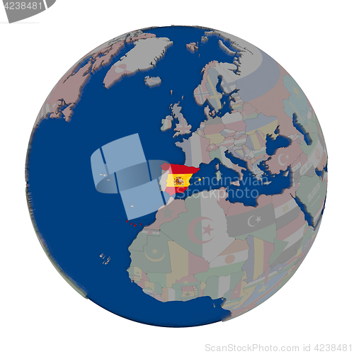 Image of Spain on political globe