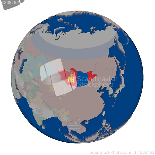 Image of Mongolia on political globe