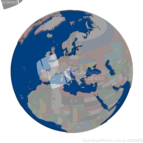 Image of Croatia on political globe