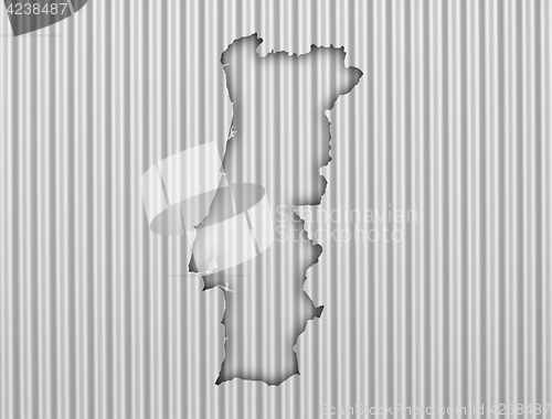 Image of Map of Portugal on corrugated iron