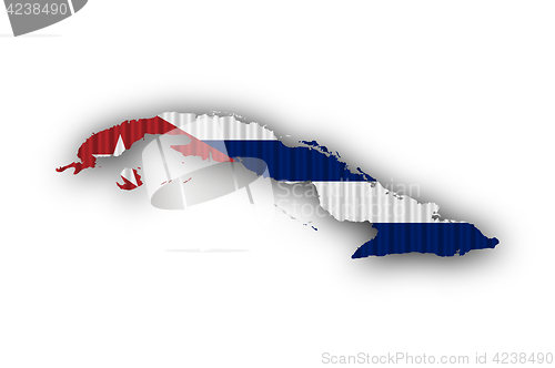 Image of Map and flag of Cuba on corrugated iron