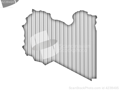 Image of Map of Libya on corrugated iron