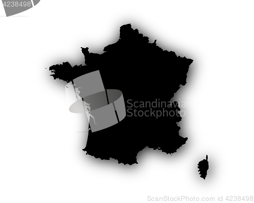 Image of Map of France with shadow