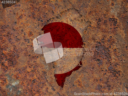 Image of Map and flag of Greenland on rusty metal