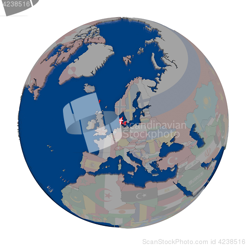 Image of Denmark on political globe