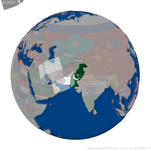 Image of Pakistan on political globe