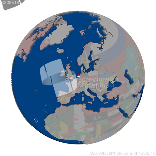 Image of Netherlands on political globe