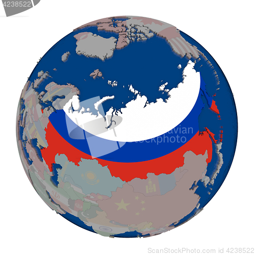 Image of Russia on political globe