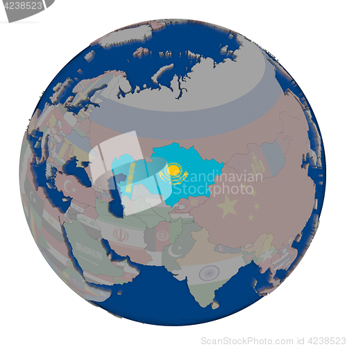 Image of Kazakhstan on political globe