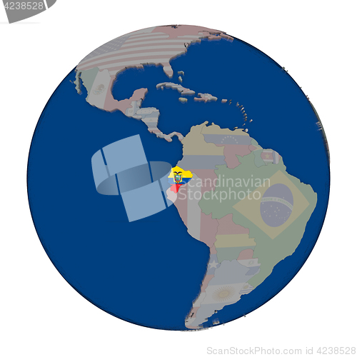 Image of Ecuador on political globe