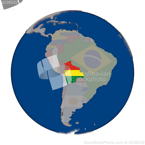 Image of Bolivia on political globe