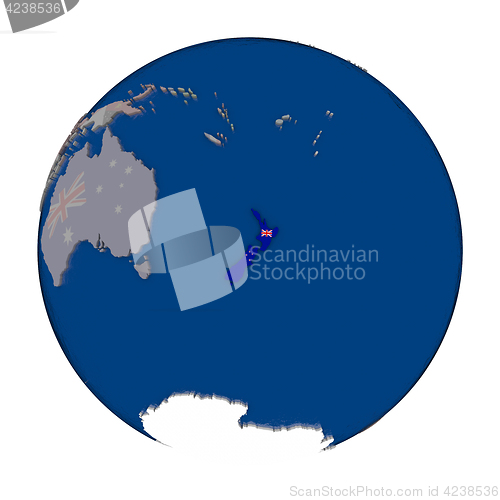 Image of New Zealand on political globe