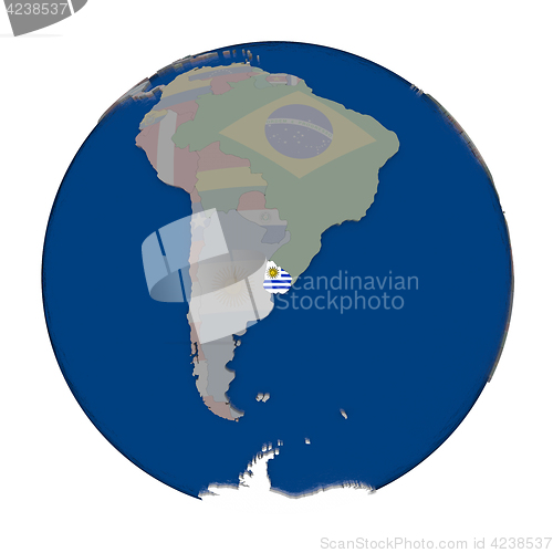 Image of Uruguay on political globe