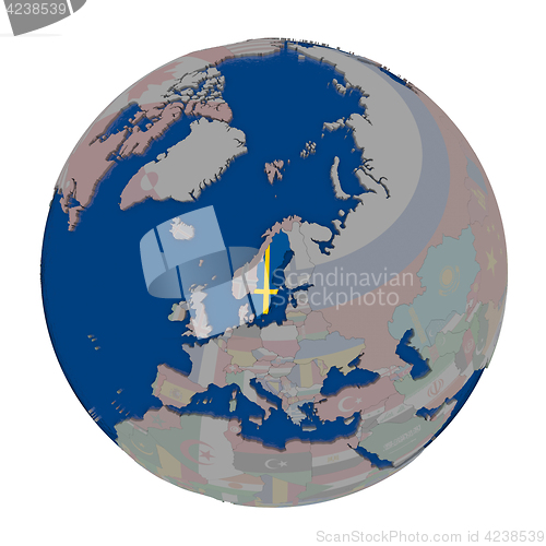 Image of Sweden on political globe