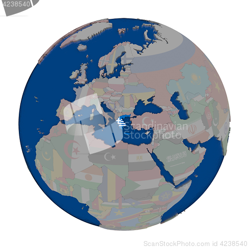 Image of Greece on political globe