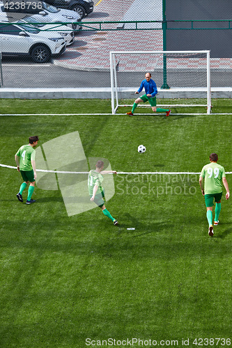 Image of Soccer football goalkeeper making diving save