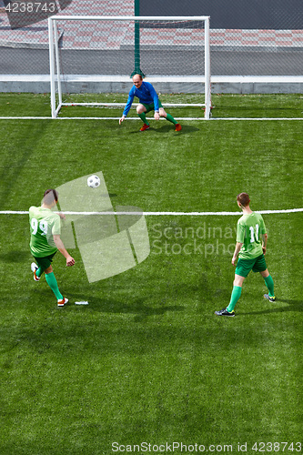 Image of Soccer football goalkeeper making diving save