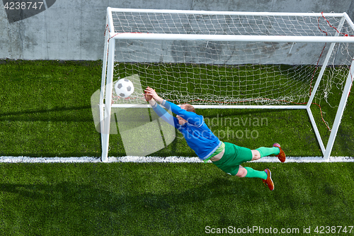 Image of Soccer football goalkeeper making diving save
