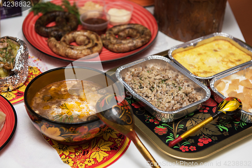 Image of Russian table with food