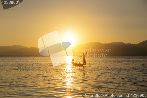 Image of Fisherman of Lake in action when fishing