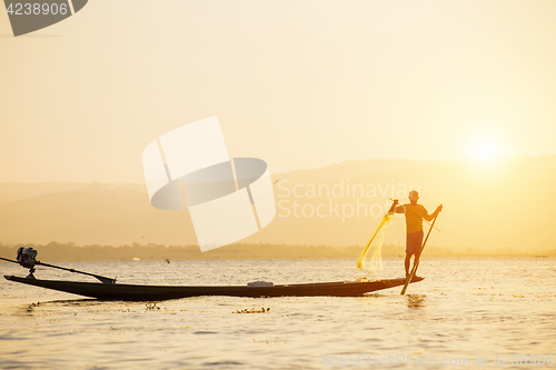 Image of Fisherman of Lake in action when fishing