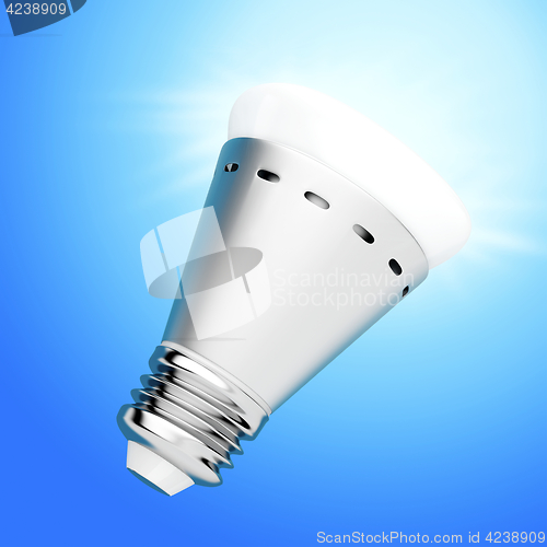 Image of LED bulb on blue background