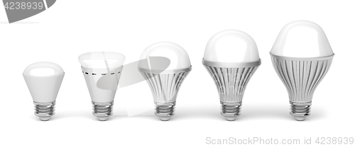 Image of LED light bulbs on white 