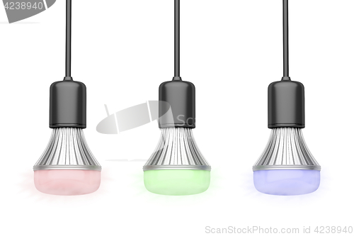 Image of LED bulbs with different colors 