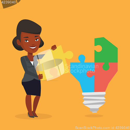 Image of Woman having business idea vector illustration.