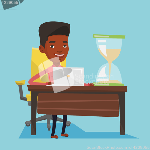 Image of Businessman working in office vector illustration.