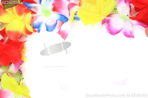 Image of color plastic hawaii flowers background