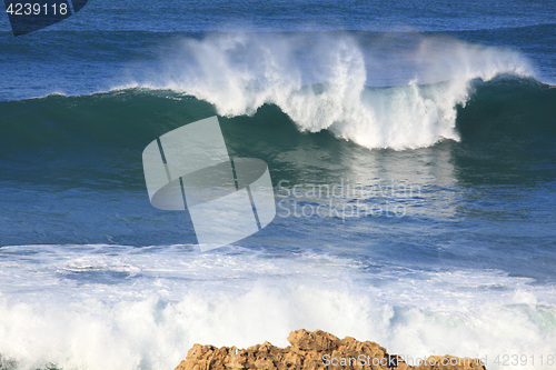 Image of Sea surf great wave break on coastline