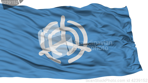 Image of Isolated Oita Flag, Capital of Japan Prefecture, Waving on White Background