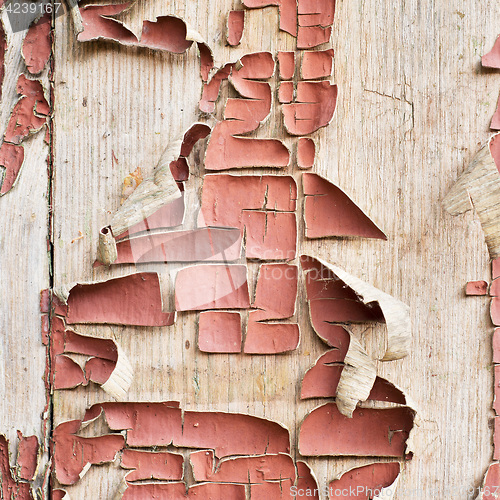 Image of old painted wooden plank