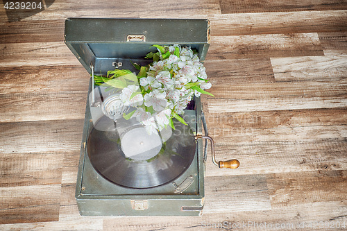 Image of Vintage turntable vinyl record player