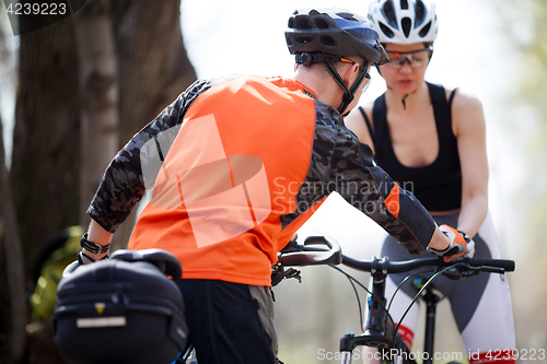 Image of Photo of cyclists in park
